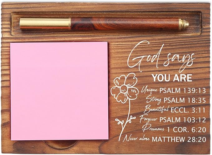 God Says You are Sticky Note Holder, Christian Desk Organizer for Religious Social Worker Therapist Counselor Educators Gift for Office Self-Stick Note Pad Holders EDP104