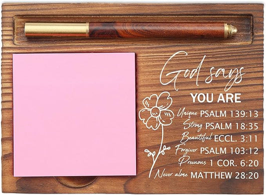 God Says You are Sticky Note Holder, Christian Desk Organizer for Religious Social Worker Therapist Counselor Educators Gift for Office Self-Stick Note Pad Holders EDP104