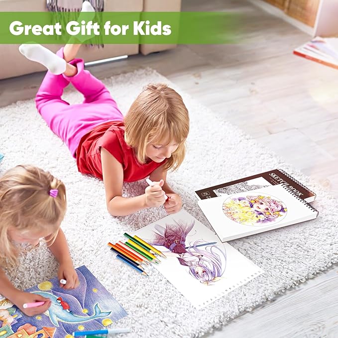 Soucolor 11" x 14" Large Sketchbook, 100 Sheets 68lb/100gsm Top Spiral Bound Large Sketch Pad, Acid Free Big Sketch Paper for Drawing, Illustration, Art Class Students