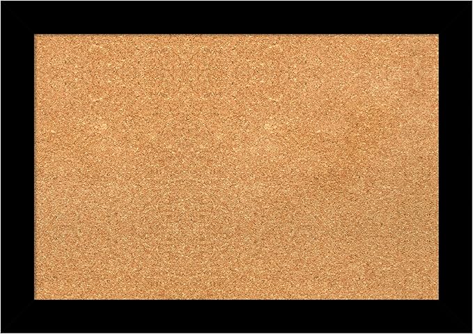 Amanti Art Natural Cork Board for Wall, 19x27 Vision Board with Black Wood Frame, Medium Corkboard Office Decor for Home Organization, Modern Contemporary Corkboard Pinboard to display items for home