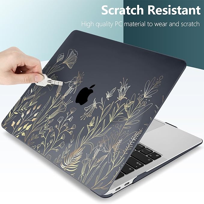 DONGKE Compatible with MacBook Air 13 inch Case 2021 2020 2019 2018 Release A2337 M1 A2179 A1932 with Retina Display & Touch ID, Plastic Hard Shell & Keyboard Cover - Floral Blooming