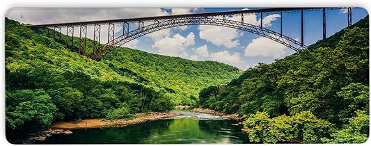 The New River Gorge Bridge Mouse Pad, Desk Mat with Seamed Edges and Non-Slip Base, Computer Mouse Mat, Keyboard Full Desk Mousepad for Gaming, Office, Home(31.5 X 11.8 Inch, 3mm Thick)