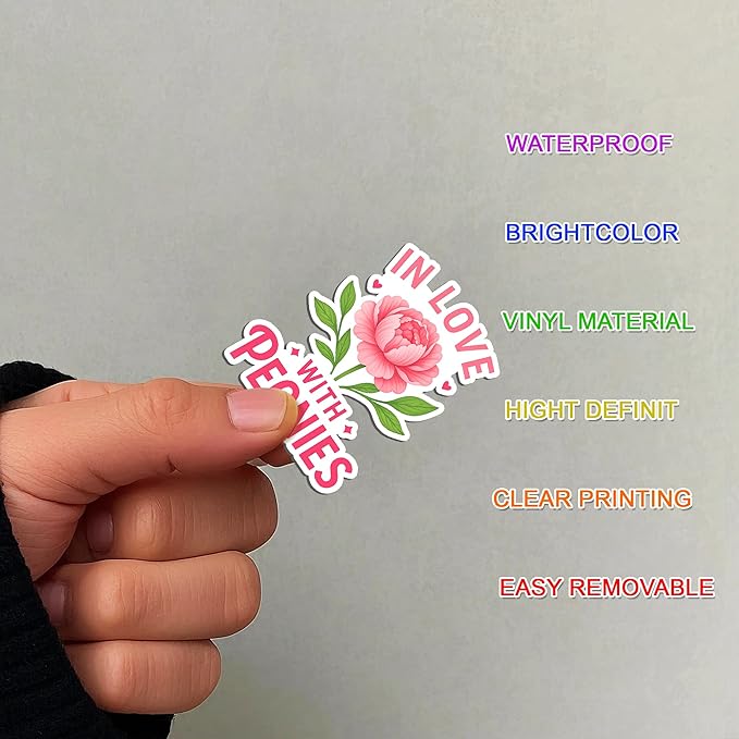 105 PCS Peony Lavender Gerbera Daisy Flower Stickers Pack Vinyl Waterproof Botanical Bloom Quote Decal for Hard Hat Bumper Car Water Bottle Scrapbook Laptop Phone Wall Gift