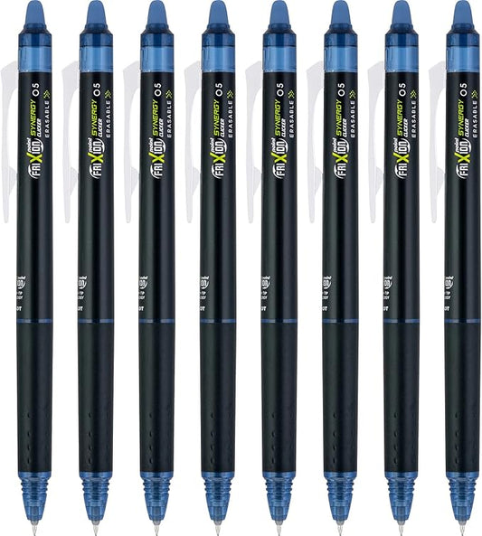 PILOT FriXion Synergy Clicker Erasable Gel Ink Pens, Extra Fine Point, Navy Ink, 8-pack (17852)