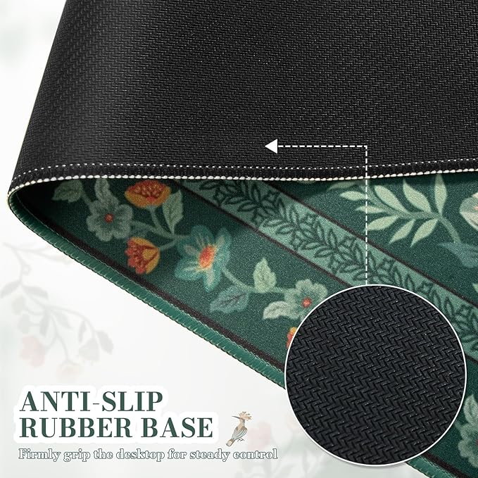 iCasso Desk Mat for Keyboard and Mouse, Large Mouse Pad, Desk Pad Mat, Anti-Slip Big Mousepad with Stitched Edges for Computer Desktop(Deep Green)