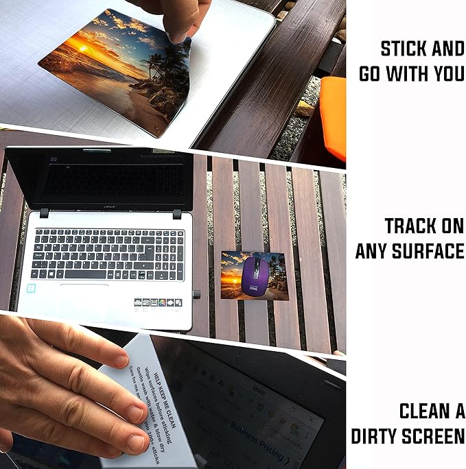Adhesive Mouse Pad - Peel and Sticks to Any Surface - Travel Mouse Pad, Sticky for Any Surface - Excellent Tracking - Beach Sunset