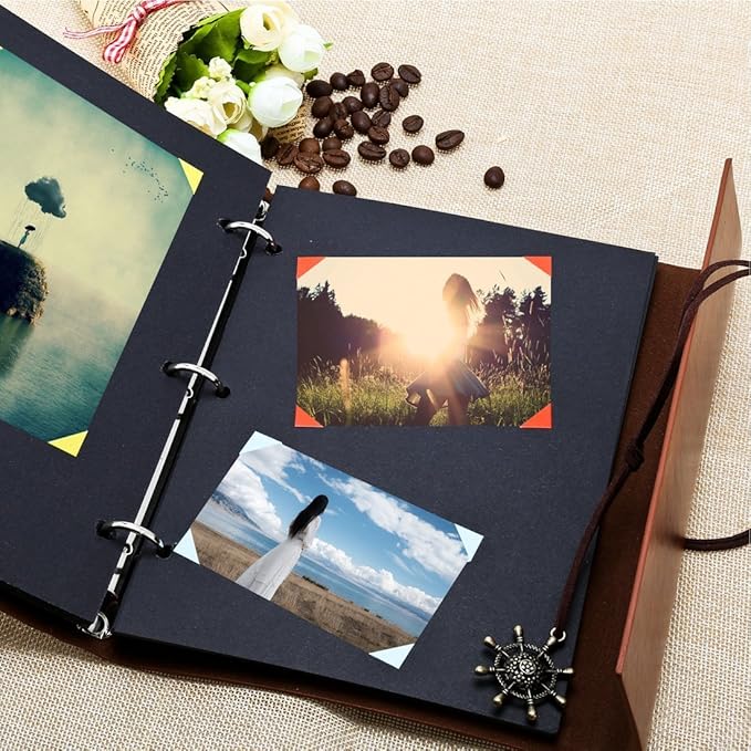 ThxMadam Scrapbooking Black Paper 21x15CM,20 Sheets Extra Refill Pages Photo Book Blank Paper for Scrapbook Photo Album Guest Book Memory Notebook 8.66" x 7.08" (22x18CM) for Album Small