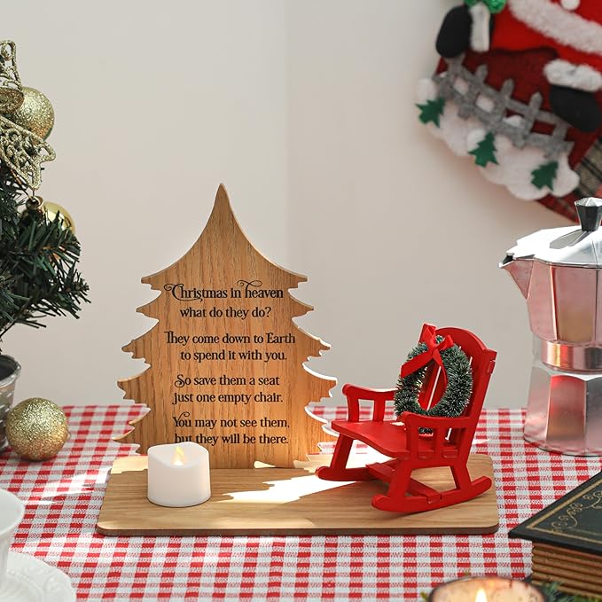 Christmas in Heaven Decoration Christmas Memorial Candle Holders Rocking Chair Ornament Save A Seat Memorial Gift Xmas Decor
