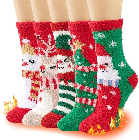 COOPLUS Fuzzy Socks for Women Warm Fluffy Cozy Winter Soft Home Slipper Socks (5 Pairs)