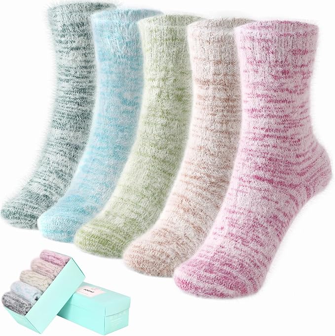 5 Pairs Fuzzy Soft Cozy Comfortable Socks for Women, Casual Sleep Comfy Socks, Perfect Warm Winter Gifts for Women