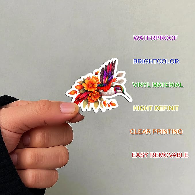 100 PCS Butterfly Dragonfly Hummingbird Stickers Pack, Vinyl Waterproof Decals of Colorful Butterflies Delicate, Gift for Kids Teens Adults Wall Decor Laptop Water Bottle Scrapbook Helmet