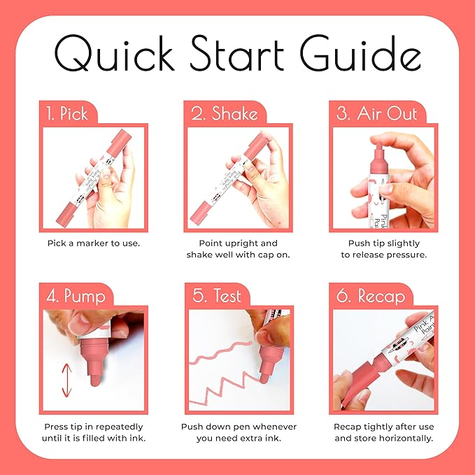 4 Dual Tip Pink Paint Pen Metallic - Fine Tip & Medium Acrylic Paint Markers - Pink Marker for Metal, Wood, Rock Painting, Canvas, Ceramic, Glass, Fabric, Leaf and Plastic - Water-based Ink