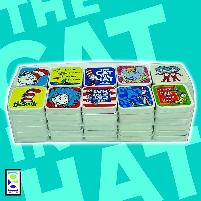 Raymond Geddes Dr. Seuss Character Erasers for Kids (Pack of 60)