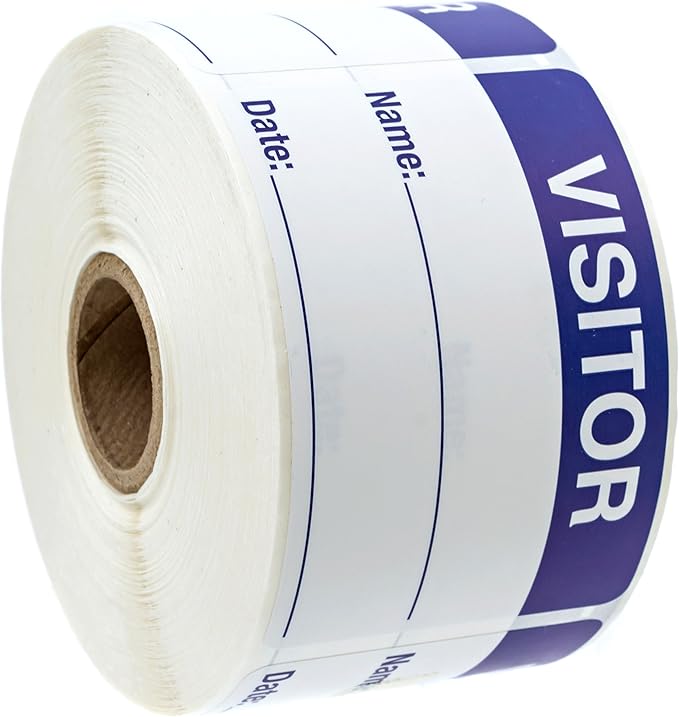 Blue White Visitor Labels / 500 Blue and White Identification Stickers / 2" x 3" Easy to Write On Hall Pass/Made in The USA