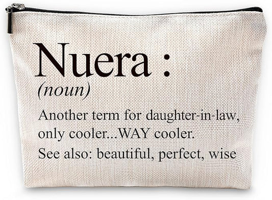 Sufamb Nuera Gifts Makeup Bag, Best Daughter in Law Gifts for Mother's Day Birthday Cosmetic Bags, Daughter in Law Gift Portable Small Toiletry Bag Zipper Makeup Pouch