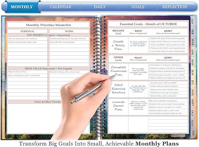 Tools4Wisdom 2026 Planner 2026 Calendar - 15 Months Starting Oct '25-8.5x11 Inch Hardcover - Daily Weekly Monthly - O5D6 - Purple Orchid