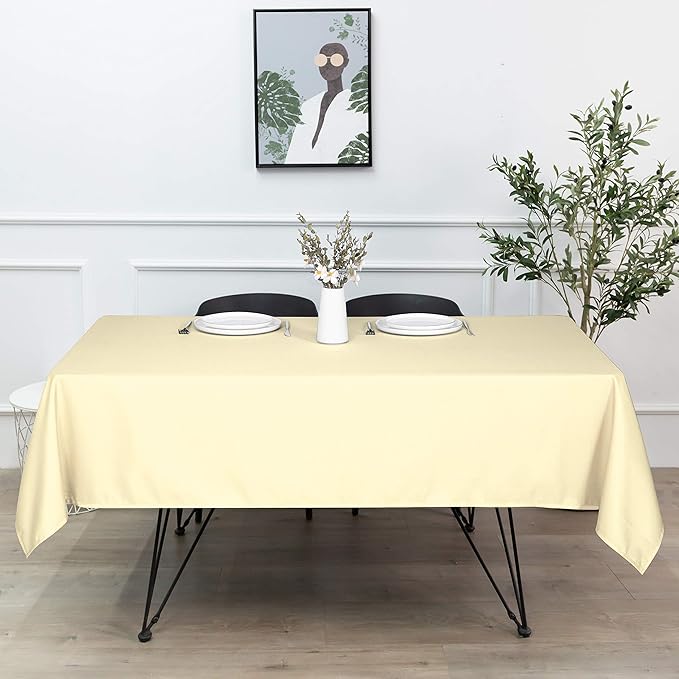 sancua Rectangle Tablecloth - 54 x 120 Inch - Water Resistant Spill Proof Washable Polyester Table Cloth, Decorative Fabric Table Cover for Dining Tables, Buffet Parties and Camping, Beige