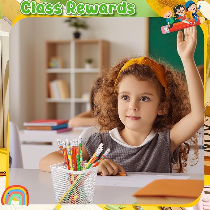 Tenceur 48 Pcs 1st Graders Pencils, 1 Motivational Cute Pencils Bulk with Erasers for Kids Student Teacher Classroom Reward Back to School Supplies