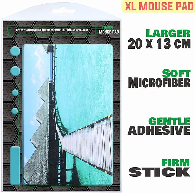 Peel and Stick Mouse Pad - Portable - Adhesive Stick on Bottom - Large Size Mouse Pads - Portable (XL - Beach)