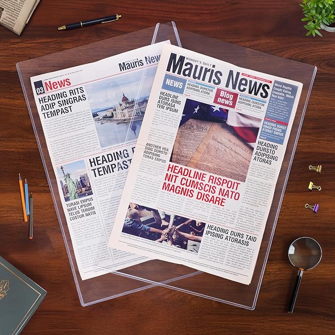 Ndsox 25 Pack 11" x 17" Rigid Print Protectors - Heavy Duty Hard Plastic Sheet Page Protectors - Crystal-Clear Menu Holders - Top Loading Art Prints Sleeves for Documents Magazines Posters Photographs