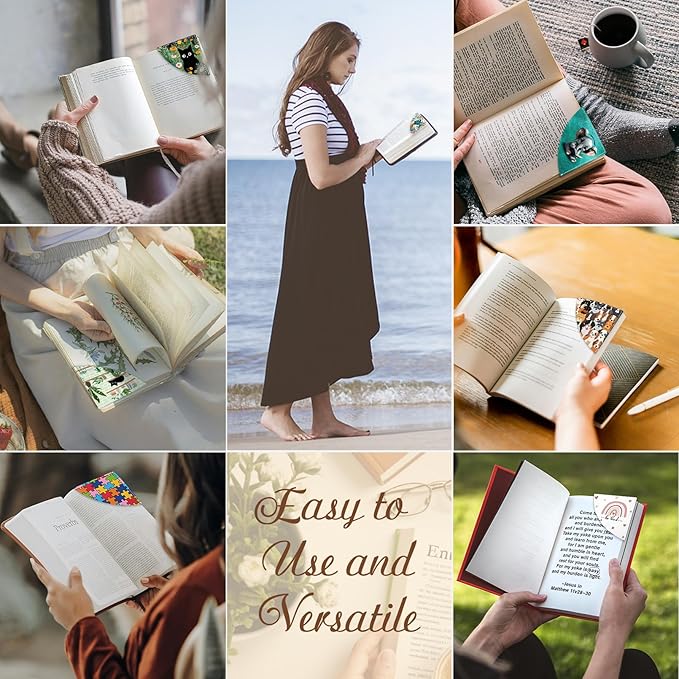 Cute Elephant Corner Bookmarks, Funny Leather Book Accessories for Book Lovers, 3 Pcs Reading Book Page Markers for Women Men Student Teacher Girls Boys Kids Retirement Birthday Gifts