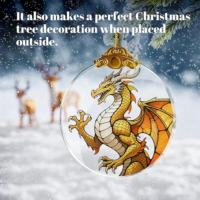 Dragons Christmas Ornaments, Fourth Wing Merch, Wing Dragon Gifts Bookish Decor, 2.75" Glass Fantasy Dragon Ornament for Christmas Tree, Bookshelf & Fantasy Room Decor