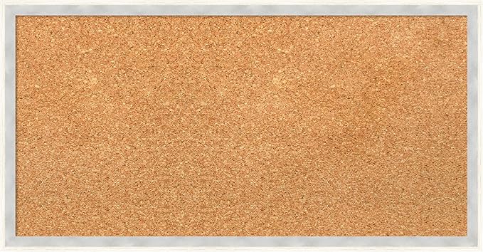 Amanti Art Natural Cork Board for Wall, 13x25 Vision Board with White Frame, Small Corkboard Office Decor for Home Organization, Modern Corkboard Pinboard to Display Items for Home Organization in
