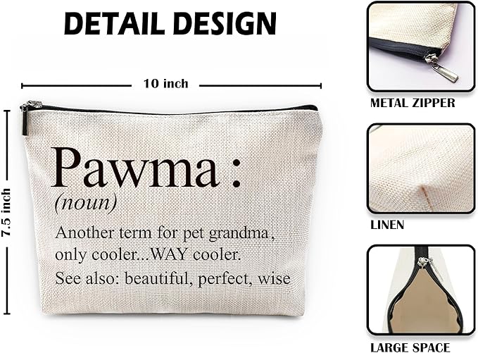 Sufamb Pawma Gifts Makeup Bag, Best Dog Grandma Gifts for Mother's Day Birthday Cosmetic Bags, Best Dog Grandma Gift Portable Small Toiletry Bag Zipper Makeup Pouch