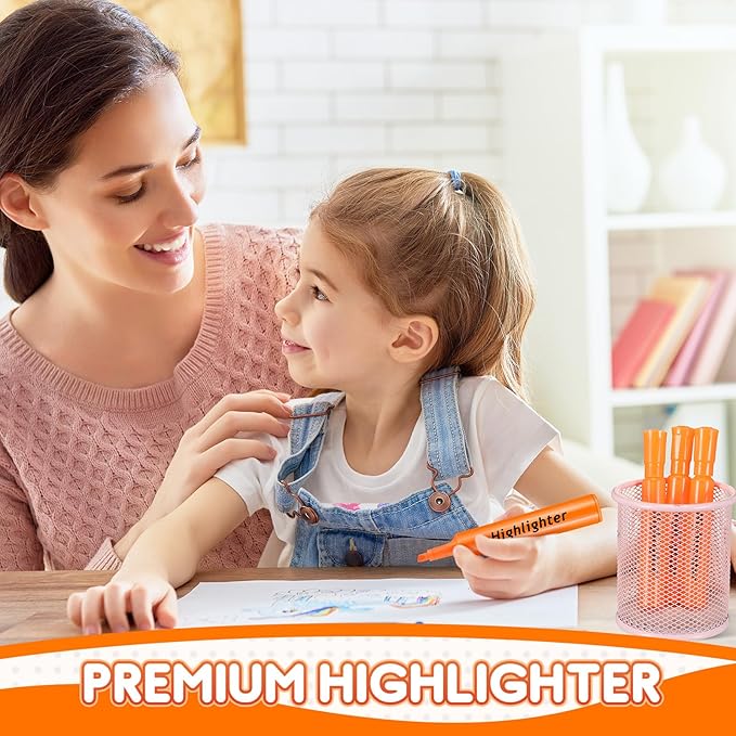Qilery 30 Pack Highlighters Bulk, Tank Style Chisel Tip Highlighters Markers Quick Drying for Kids and Adult Coloring, Classroom Home Office School Supplies (Orange)