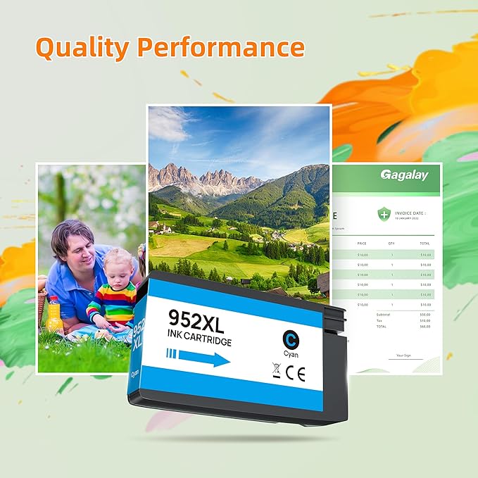 952XL Ink Cartridges Combo Pack (4-Pack) | Works with OfficeJet 8702 8710 Pro 7740, 8210, 8700 Series Replacement for HP 952XL Ink Cartridges Combo Pack HP952 952 XL Black Cyan Magenta Yellow| N9K28AN