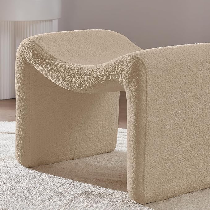 Small Footstool Ottoman, Multi-Functional Modern Foot Stool, Sofa Footrest Extra Seating for Living Room, Entryway, Hallways and Bedrooms, Small, Camel