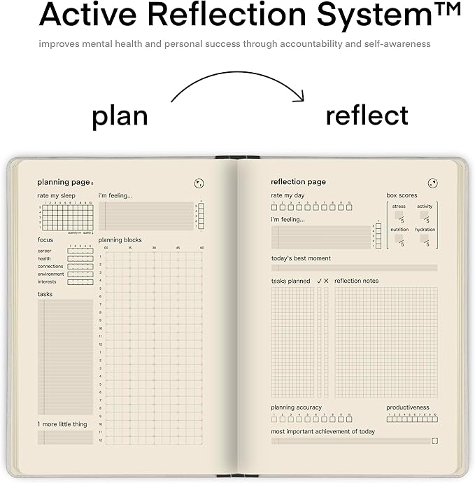 Advanced Self-Improvement System for Productivity, Habits & Goals — Undated Daily & Hourly 3-Month Planner & Reflection Journal | Premium Lay-Flat Minimalist Design | Made by a Firefighter