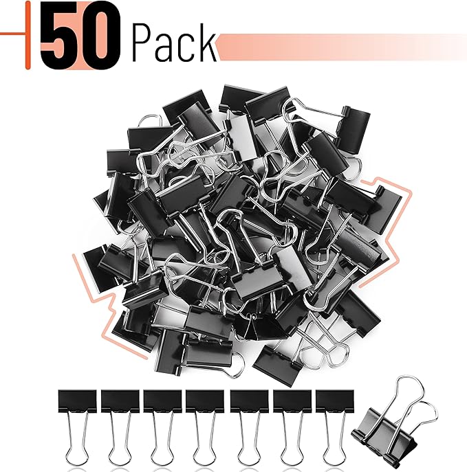 Mr Pen- Binder Clips, 50-Pack, 0.75 in, Black, Mini & Micro, Office Paper Clips