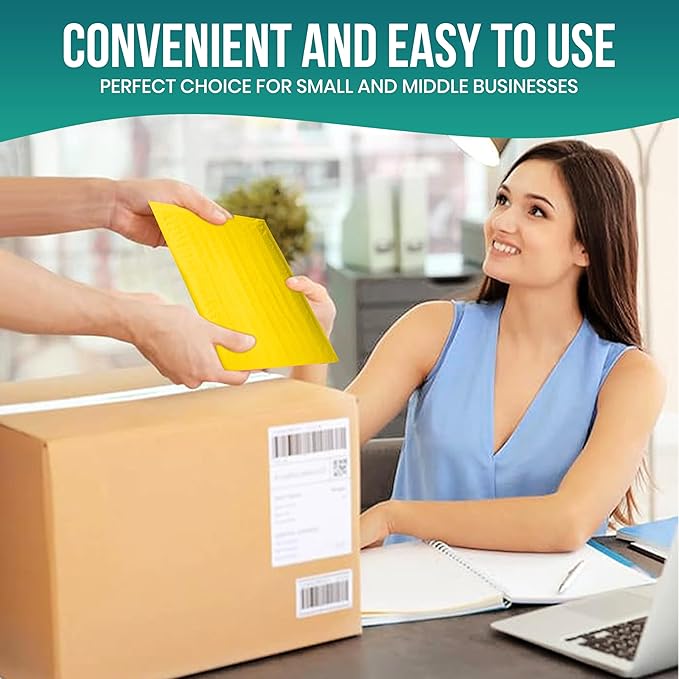 Levex - #000 4" x 8" [5 Pack] Yellow Poly Bubble Mailers, Padded Envelope Mailers, Packing Envelope & Mailing Bags for Shipping