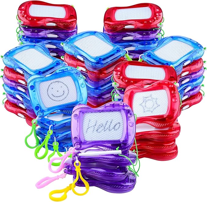 Outus 50 Pieces Mini Magnetic Drawing Board Doodle Board Set with Pen Keychain 3 Colors Drawing Painting Sketch Pad for Birthday Party Favor Classroom Supply