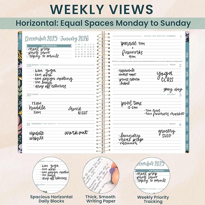 bloom daily planners 2026 Planner (January - December) Calendar Year Organizer - 5.5” x 8.25” - Weekly & Monthly Agenda Book with Stickers & Bookmark - Be Kind