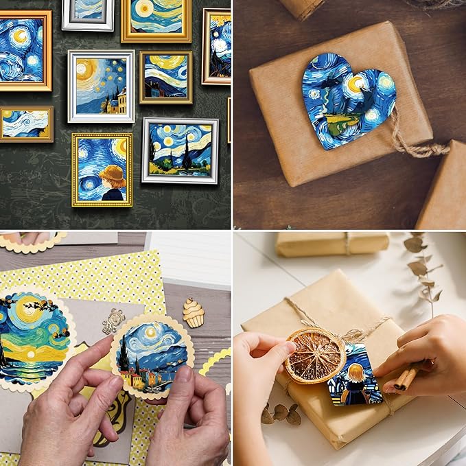 48 Sheets Celestial Scrapbook Paper 11x11, Starry Night Pattern Decorative Scrapbook Paper for Journals DIY Cards and Photo Albums, Aesthetic Craft Supplies for Kids and Adults