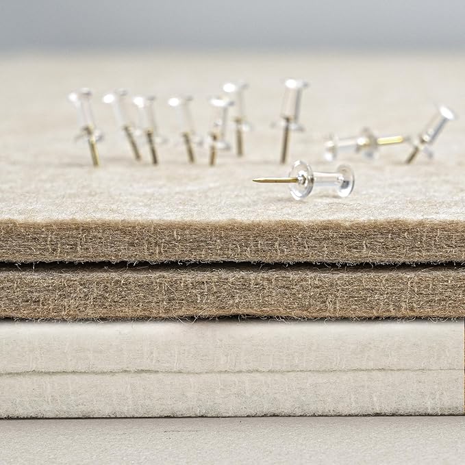 Large Bulletin Board - 48 x 36 Inches, Decorative Felt Pin Board for Wall - 4' x 3' Foldable Photo Display Board with Self-Adhesive Tape, Includes 20 Push Pins - White