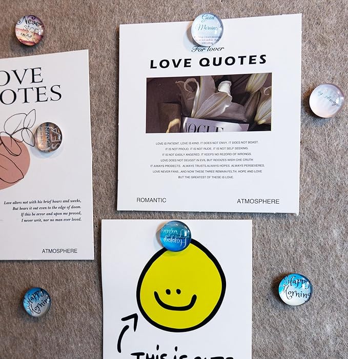 24Pcs Decorative Push Pins,Decorative Thumb Tacks for Bulletin Board, Cork Board Thumbtacks,Photos Wall Maps,Cute Thumbtack for Cubicle Decor,Classroom Decor,and Office Decor(Motivational-Moring)