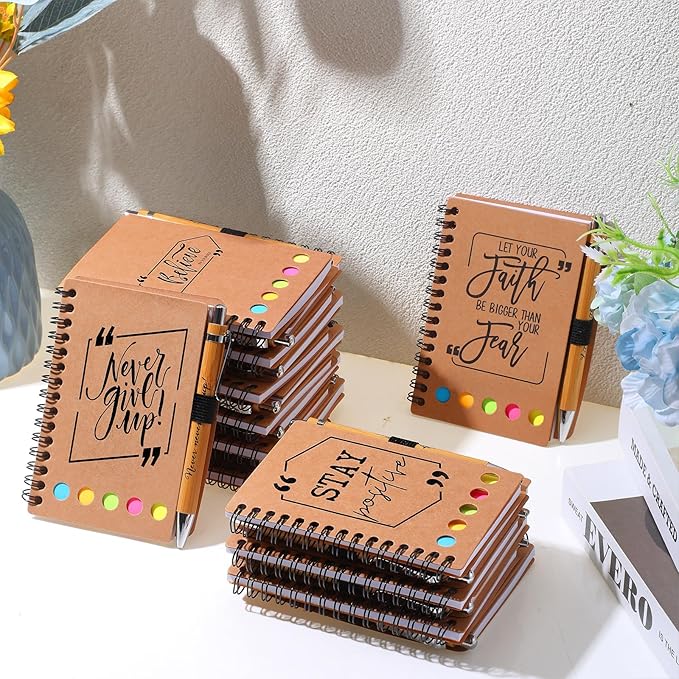 Tenceur Back to School Inspirational Gifts Bulk Employee Appreciation Spiral Notebook with Journals Sticky Note Pen Motivational Thank You Gifts for Teacher Students Team Coworkers Staff(30 Sets)