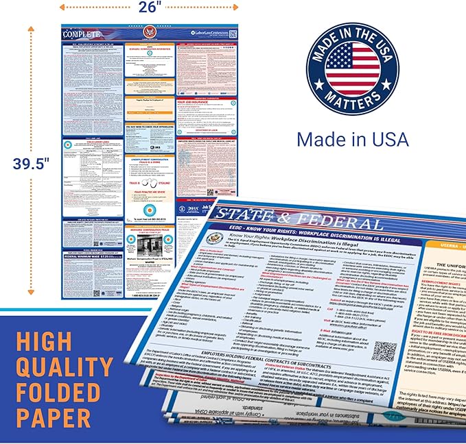 2025 Michigan Labor Law Poster – State, Federal, OSHA Compliant – Workplace Required Posting for Employees – Spanish Employment Poster – Folded & Unlaminated – Envelope Packed