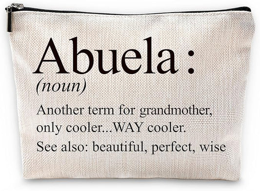 Sufamb Abuela Gifts Makeup Bag, Abuela Gifts for Mother's Day Birthday from Grandkids Cosmetic Bags, Best Grandma Gift Portable Small Toiletry Bag Zipper Makeup Pouch
