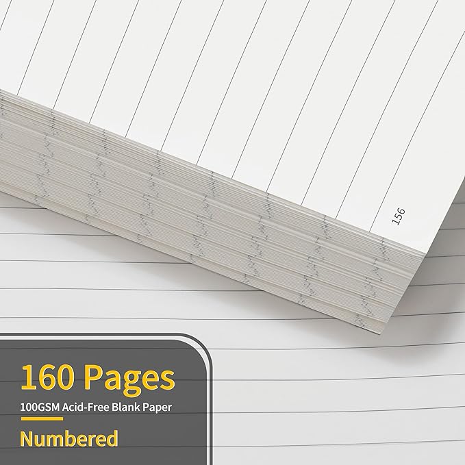 Annecy Lined Journal Notebook, Hardcover Leather Journal for Women & Men, 160 Numbered Pages, Medium 5.5" x 8.25", 100 GSM Thick Paper, Beige