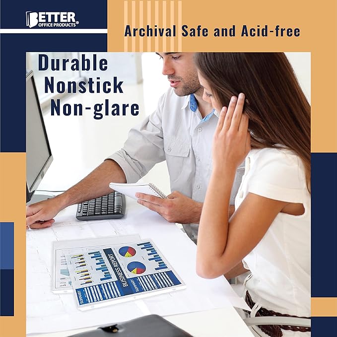 Better Office Products 90 Count Sheet Protectors, 100 Percent Poly Sheet Protectors 8.5 x 11, Top Loading Paper Protectors