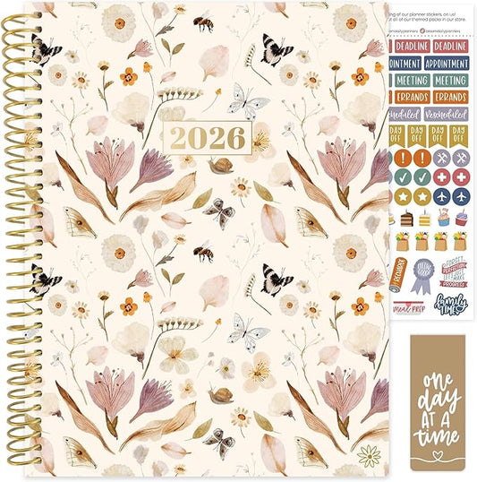 bloom daily planners 2026 Planner (January to December) - 8.5” x 11” Weekly & Monthly Dated Agenda Organizer Book with Stickers & Tabs - Flexible Soft Cover - Butterfly Garden