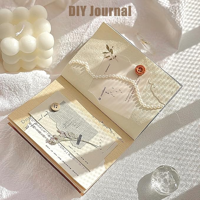 30 sheets A5 Unique Textured Scrapbook Paper&Mesh Fabric set - Handmade Craft Mulberry Special Paper Mix for Wedding Bridal Scrapbooking Junk Journaling Supplies Card Materials Collage, 5.8x8.2 Inches