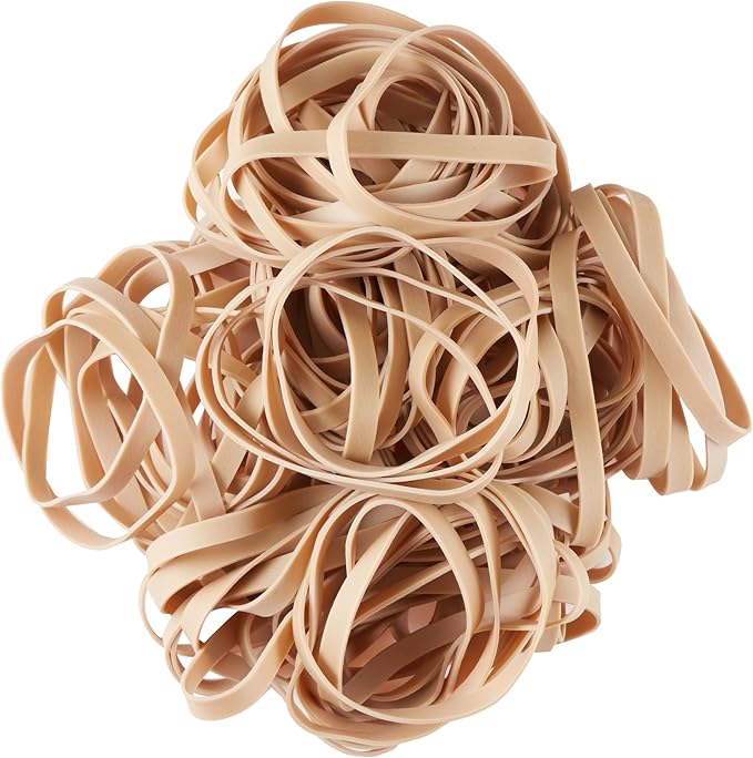 Amazon Basics Rubber Bands, Size 64 (1/4"), 320 Bands/1 lb Pack, 3-Pack, Tan