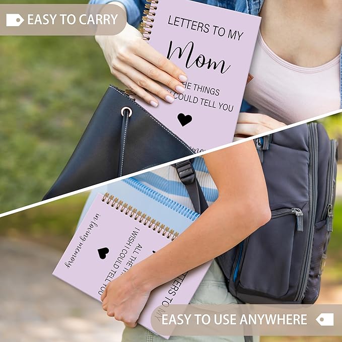 Memorial Gifts for Loss of Mom Grief Notebook Journal, Letters to My Mom in Heaven Journal, Sympathy Notebooks Gifts for Loss of Mom Women, In Loving Memory Sympathy Gifts, 6x8.2（Purple）