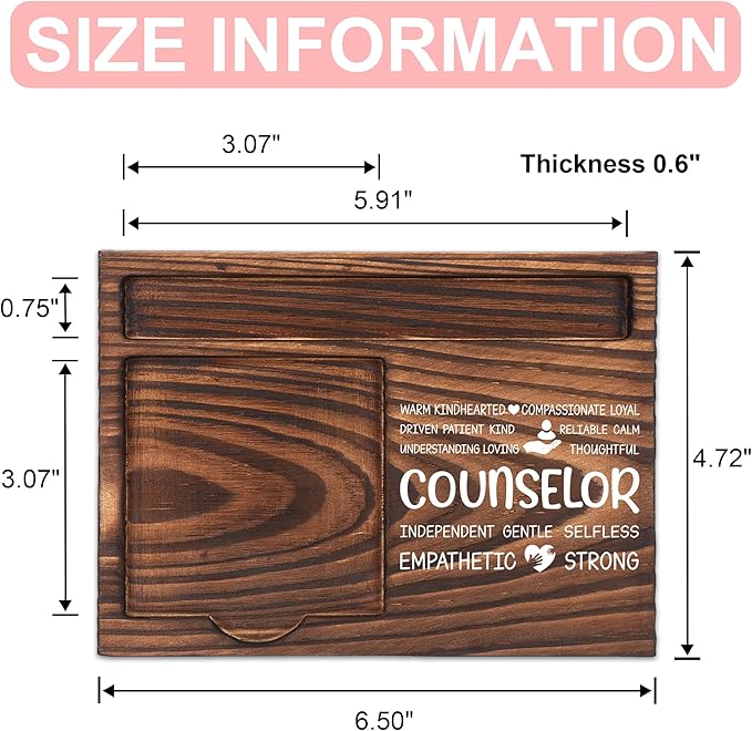 Counselor Appreciation Gifts, Thank You Gift for School Counselor, School Office Coworkers Staff Appreciation Gifts, Sticky Note Holder Wooden Notepad & Pen Holder 6.5" x 4.7" - FTA297