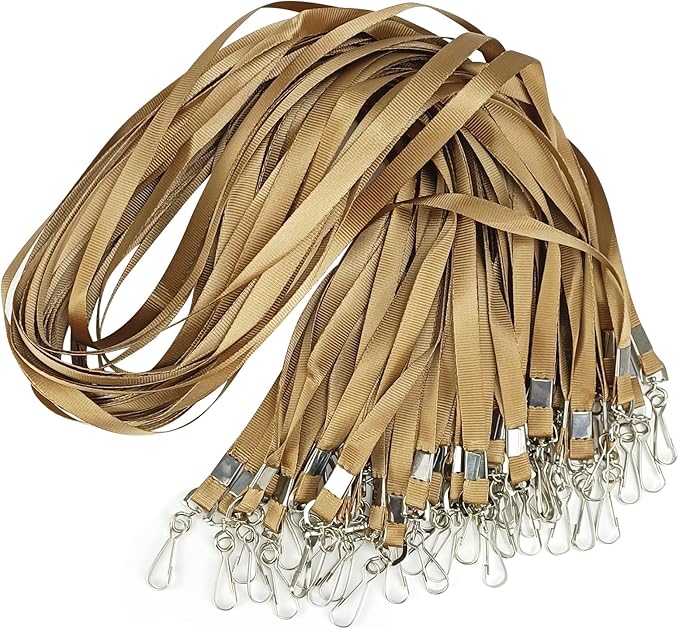 Korty Gold Lanyards Bulk 50 packs Lanyards for ID Badges,Lanyards with Swivel Hook Clips for Name Tag Lanyard ID Holder